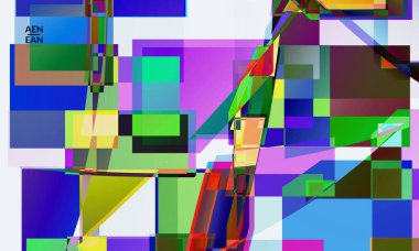 Soyut vektör duvar kağıdı. Büyük, renkli, örtüşen kareler. Retro TV test hatası dijital sanat. Piksel düzensiz geometrik desen. Büyük veri siber uzay bilgisayarlı filtrelenmiş doku.