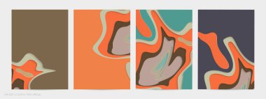 Soyut üç boyutlu kağıt, sanatı keser. Dalgalı kağıt işçiliğiyle renkli bir arka plan. Sanatsal vektör gerçekçi gölgeli şekilleri kesiyor. Parlak oyma dokusu. Topografi yardım taklidi.