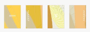 Minimum soyut vektör kaplama şablonu. Organik grunge, üst üste binen dalgalı şekiller ve çizgiler. El yazısıyla çizilmiş pastel renkli arka plan. Çizgili noktalı yaprak formları. Çağdaş tasarım.