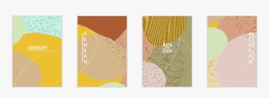 Doğal renklerde dalgalı karışık şekilli soyut vektör kapağı tasarımı. Çizgili ve karalamalı bir el. Modern çağdaş sanat. Satış tanıtımı olayı için poster ya da yazdırma şablonu.