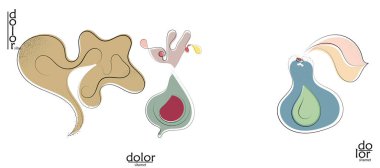 Soyut el çizimi vektör sanatsal logo seti beyaza izole edildi. Çizgi sanatsal çizim ve doku. Retro düz renkler organik doğal Eko gıda tasarımı. Organik sağlıklı vejetaryen karalaması..