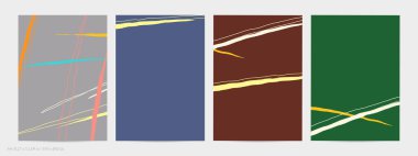 Asgari moda tarzında bir grup vektör soyut yaratıcı arka plan. Sosyal medya için modern şablonlar. Eğlenceli karalama şekli. Soyut geometrik şekilleri ve renkleri olan sanat manzarası.