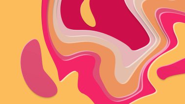 Soyut üç boyutlu kağıt, sanatı keser. Dalgalı kağıt işçiliğiyle renkli bir arka plan. Sanatsal vektör gerçekçi gölgeli şekilleri kesiyor. Parlak oyma dokusu. Topografi yardım taklidi.