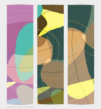 Asgari moda tarzında bir grup vektör soyut yaratıcı arka plan. Sosyal medya için modern şablonlar. Eğlenceli karalama şekli. Soyut geometrik şekilleri ve renkleri olan sanat manzarası.