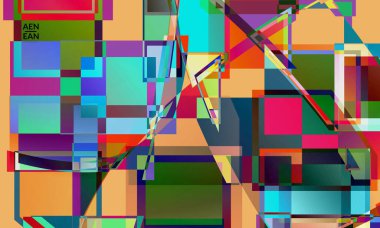 Soyut vektör duvar kağıdı. Büyük, renkli, örtüşen kareler. Retro TV test hatası dijital sanat. Piksel düzensiz geometrik desen. Büyük veri siber uzay bilgisayarlı filtrelenmiş doku.