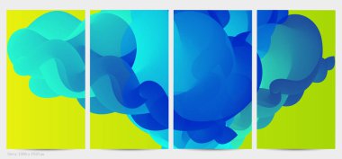 Üç boyutlu sıvı dalgalı şekil. Parlak bulutlu fütüristik arka plan. Soyut müzik dalgalarında canlı gradyan akışı. Dinamik sıvı doku. Moda post tasarımı için yaratıcı vektör şablonu.