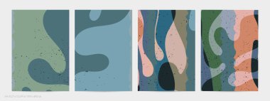 Matisse organik grange desenli. Doğal çiçek motifli soyut çağdaş uçucu şablonu. Asgari orta yüzyıl sanat geçmişi. Düz toprak renklerinde sanatsal botanik elementler.