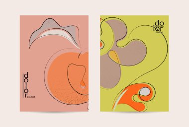 El çizimi meyve grunge desenli soyut vektör şablonu. Düz renkli gıda konsepti çizimi. Sağlıklı beslenme broşürü. Çizgi sanat meyvesi logosu tasarımı. Kavisli dalgalı çizgiler.