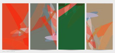 Asgari moda tarzında bir grup vektör soyut yaratıcı arka plan. Sosyal medya için modern şablonlar. Eğlenceli karalama şekli. Soyut geometrik şekilleri ve renkleri olan sanat manzarası.