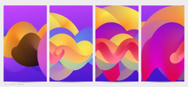 Üç boyutlu sıvı dalgalı şekil. Parlak bulutlu fütüristik arka plan. Soyut müzik dalgalarında canlı gradyan akışı. Dinamik sıvı doku. Moda post tasarımı için yaratıcı vektör şablonu.