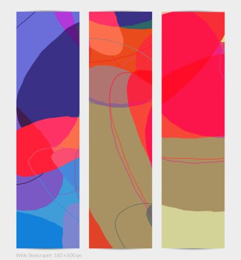 Asgari moda tarzında bir grup vektör soyut yaratıcı arka plan. Sosyal medya için modern şablonlar. Eğlenceli karalama şekli. Soyut geometrik şekilleri ve renkleri olan sanat manzarası.