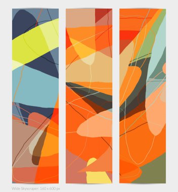 Asgari moda tarzında bir grup vektör soyut yaratıcı arka plan. Sosyal medya için modern şablonlar. Eğlenceli karalama şekli. Soyut geometrik şekilleri ve renkleri olan sanat manzarası.