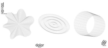 Soyut vektör nesnesi ayarlandı. Geometrik tel çerçeve şeklinin moleküler yapı yapısı. Teknoloji bilgisayar bilimi tasarım elementi. Üç boyutlu dijital modelleme. Optik sanat arkaplanı.