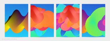 Üç boyutlu sıvı dalgalı şekil. Parlak bulutlu fütüristik arka plan. Soyut müzik dalgalarında canlı gradyan akışı. Dinamik sıvı doku. Moda uçucu tasarımı için yaratıcı vektör şablonu.