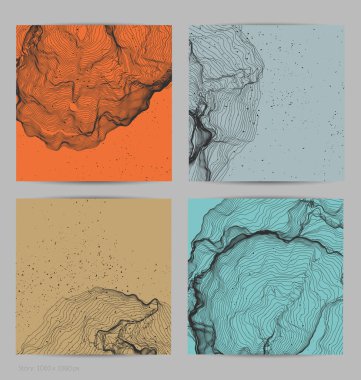 Çok ince bir ağ şekli. Soyut 3D bilgisayar modelleme bilim geometrisi. Gelişigüzel parçacıklarla etkileşen fütüristik ses dalgası. Düz dünyevi arkaplanda büyüyen küf dokusu.