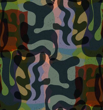 Organik Matisse şekillerinin kusursuz desenleri. Doğal toprak renkleri. Çiçekli sualtı yaşamı. Soyut deniz yosunu kamuflaj arka planı. Moda dalgalı geometri. Rastgele katmanlanmış el çizimi sanat.