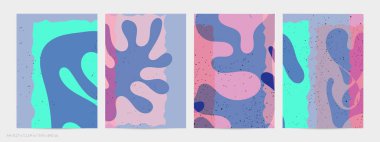 Matisse organik grange desenli. Doğal çiçek motifli soyut çağdaş uçucu şablonu. Asgari orta yüzyıl sanat geçmişi. Düz toprak renklerinde sanatsal botanik elementler.