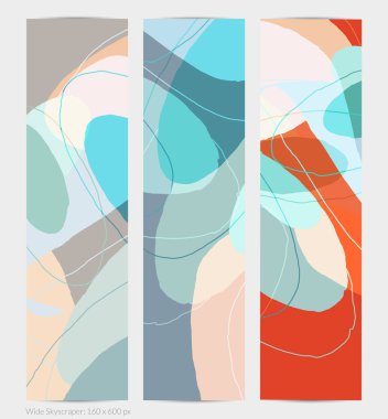 Asgari moda tarzında bir grup vektör soyut yaratıcı arka plan. Sosyal medya için modern şablonlar. Eğlenceli karalama şekli. Soyut geometrik şekilleri ve renkleri olan sanat manzarası.