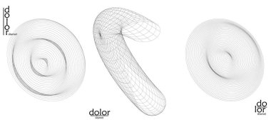 Soyut vektör nesnesi ayarlandı. Geometrik tel çerçeve şeklinin moleküler yapı yapısı. Teknoloji bilgisayar bilimi tasarım elementi. Üç boyutlu dijital modelleme. Optik sanat arkaplanı.