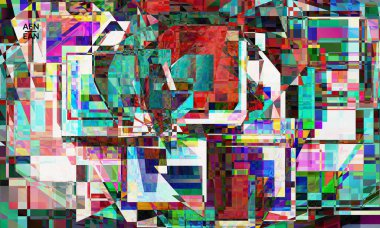 Soyut vektör duvar kağıdı. Küçük kırık piksel çarpıtma sanatı. Matris geometrik desen. Canlı, renkli dijital bir doku. Bilgisayar pazarlama arka plan şablonu.