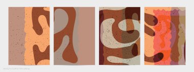 Matisse organik grange desenli. Doğal çiçek motifli soyut çağdaş uçucu şablonu. Asgari orta yüzyıl sanat geçmişi. Düz toprak renklerinde sanatsal botanik elementler.