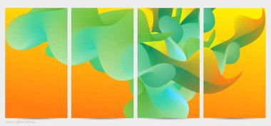 Üç boyutlu sıvı dalgalı şekil. Parlak bulutlu fütüristik arka plan. Soyut müzik dalgalarında canlı gradyan akışı. Dinamik sıvı doku. Moda post tasarımı için yaratıcı vektör şablonu.