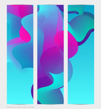 Üç boyutlu sıvı dalgalı şekil. Parlak bulutlu fütüristik arka plan. Soyut müzik dalgalarında canlı gradyan akışı. Dinamik sıvı doku. Moda pankartı tasarımı için yaratıcı vektör şablonu.