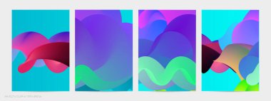 Üç boyutlu sıvı dalgalı şekil. Parlak bulutlu fütüristik arka plan. Soyut müzik dalgalarında canlı gradyan akışı. Dinamik sıvı doku. Moda uçucu tasarımı için yaratıcı vektör şablonu.