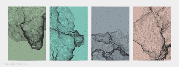 Çok ince bir ağ şekli. Soyut 3D bilgisayar modelleme bilim geometrisi. Gelişigüzel parçacıklarla etkileşen fütüristik ses dalgası. Düz dünyevi arkaplanda büyüyen küf dokusu.