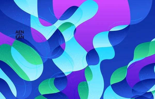 Parlak dalgalı organik üstüste binen grunge desenli soyut vektör örtüsü şablonu. Akışkan dalgalı çizgiler. Disko müziği 80 'lerin poster tasarımı. Sosyal medya çerçevesi veya sınırı.