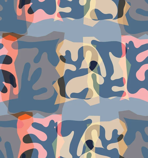 Organik Matisse şekillerinin kusursuz desenleri. Doğal toprak renkleri. Çiçekli sualtı yaşamı. Soyut deniz yosunu kamuflaj arka planı. Moda dalgalı geometri. Rastgele katmanlanmış el çizimi sanat.