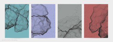 Çok ince bir ağ şekli. Soyut 3D bilgisayar modelleme bilim geometrisi. Gelişigüzel parçacıklarla etkileşen fütüristik ses dalgası. Düz dünyevi arkaplanda büyüyen küf dokusu.