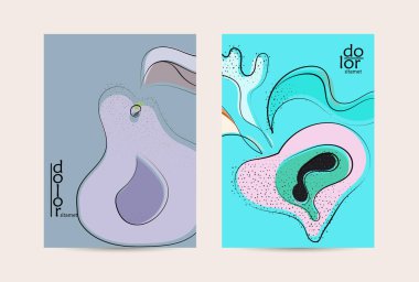 Vektör uçucu şablonu. Soyut el şafağı meyve posteri. Grange desenli düz tasarım. Organik doğal gıda sanatsal illüstrasyonu. Düzgün kıvrımlı çizgi çizgi çizgi çizgi çizgi logosu.