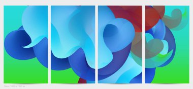 Üç boyutlu sıvı dalgalı şekil. Parlak bulutlu fütüristik arka plan. Soyut müzik dalgalarında canlı gradyan akışı. Dinamik sıvı doku. Moda post tasarımı için yaratıcı vektör şablonu.