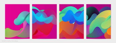 Üç boyutlu sıvı dalgalı şekil. Parlak bulutlu fütüristik arka plan. Soyut müzik dalgalarında canlı gradyan akışı. Dinamik sıvı doku. Moda uçucu tasarımı için yaratıcı vektör şablonu.