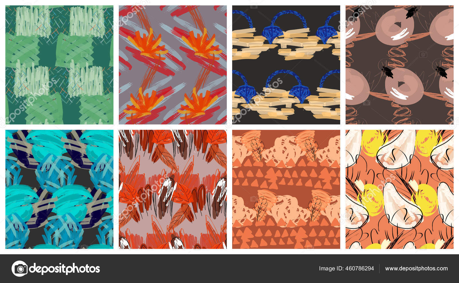 Download Abstract Seamless Pattern Set Hand Drawn Scribbles Bright Colored Doodles Vector Image By C Zebra Finch Vector Stock 460786294