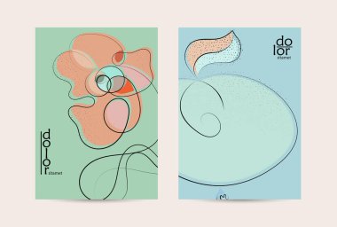 El çizimi meyve grunge desenli soyut vektör şablonu. Düz renkli gıda konsepti çizimi. Sağlıklı beslenme broşürü. Çizgi sanat meyvesi logosu tasarımı. Kavisli dalgalı çizgiler.