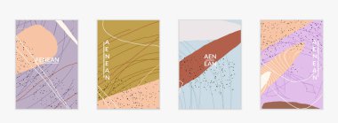 Doğal renklerde dalgalı karışık şekilli soyut vektör kapağı tasarımı. Çizgili ve karalamalı bir el. Modern çağdaş sanat. Satış tanıtımı olayı için poster ya da yazdırma şablonu.