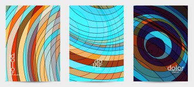 Fütürist çok renkli tel çerçeve geometrik şekilli soyut vektör uçuş şablonu. Üç boyutlu dijital bilim modeli konsepti. Web teknolojisi kapak tasarımı. Dalgalı çizgiler ve ızgara dokusu.