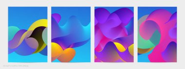 Üç boyutlu sıvı dalgalı şekil. Parlak bulutlu fütüristik arka plan. Soyut müzik dalgalarında canlı gradyan akışı. Dinamik sıvı doku. Moda uçucu tasarımı için yaratıcı vektör şablonu.