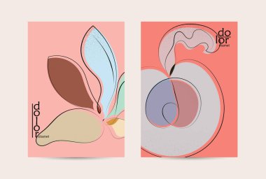 Eko ambalaj vektör tasarımı. Düz renkli meyve logosu ve grunge deseni. Doodle sebze çiziyor. Sağlıklı yiyecek. Vegan cıvata eskiz posteri. Yaz organik taze kavram.