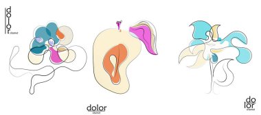 Soyut el çizimi vektör sanatsal logo seti beyaza izole edildi. Çizgi sanatsal çizim ve doku. Retro düz renkler organik doğal Eko gıda tasarımı. Organik sağlıklı vejetaryen karalaması..