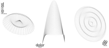 Soyut vektör nesnesi ayarlandı. Geometrik tel çerçeve şeklinin moleküler yapı yapısı. Teknoloji bilgisayar bilimi tasarım elementi. Üç boyutlu dijital modelleme. Optik sanat arkaplanı.