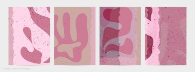 Matisse organik grange desenli. Doğal çiçek motifli soyut çağdaş uçucu şablonu. Asgari orta yüzyıl sanat geçmişi. Düz toprak renklerinde sanatsal botanik elementler.