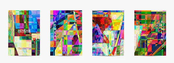 Modelo Folheto Vetorial Abstrato Pequena Arte Falha Distorção Pixel Quebrado — Vetor de Stock