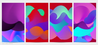 Üç boyutlu sıvı dalgalı şekil. Parlak bulutlu fütüristik arka plan. Soyut müzik dalgalarında canlı gradyan akışı. Dinamik sıvı doku. Moda post tasarımı için yaratıcı vektör şablonu.