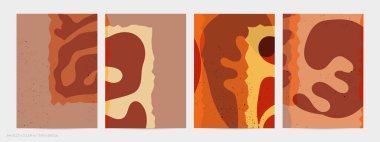 Matisse organik grange desenli. Doğal çiçek motifli soyut çağdaş uçucu şablonu. Asgari orta yüzyıl sanat geçmişi. Düz toprak renklerinde sanatsal botanik elementler.