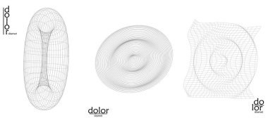 Soyut vektör nesnesi ayarlandı. Geometrik tel çerçeve şeklinin moleküler yapı yapısı. Teknoloji bilgisayar bilimi tasarım elementi. Üç boyutlu dijital modelleme. Optik sanat arkaplanı.