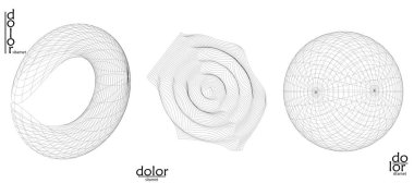 Soyut vektör nesnesi ayarlandı. Geometrik tel çerçeve şeklinin moleküler yapı yapısı. Teknoloji bilgisayar bilimi tasarım elementi. Üç boyutlu dijital modelleme. Optik sanat arkaplanı.
