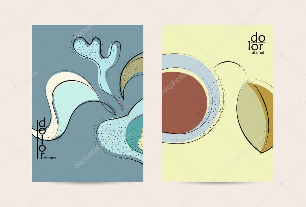 Vector flyer template. Abstract hand dawn fruit poster. Grange textured flat design. Organic natural food artistic illustration. Cartoon calligraphic line logo with smooth curves.